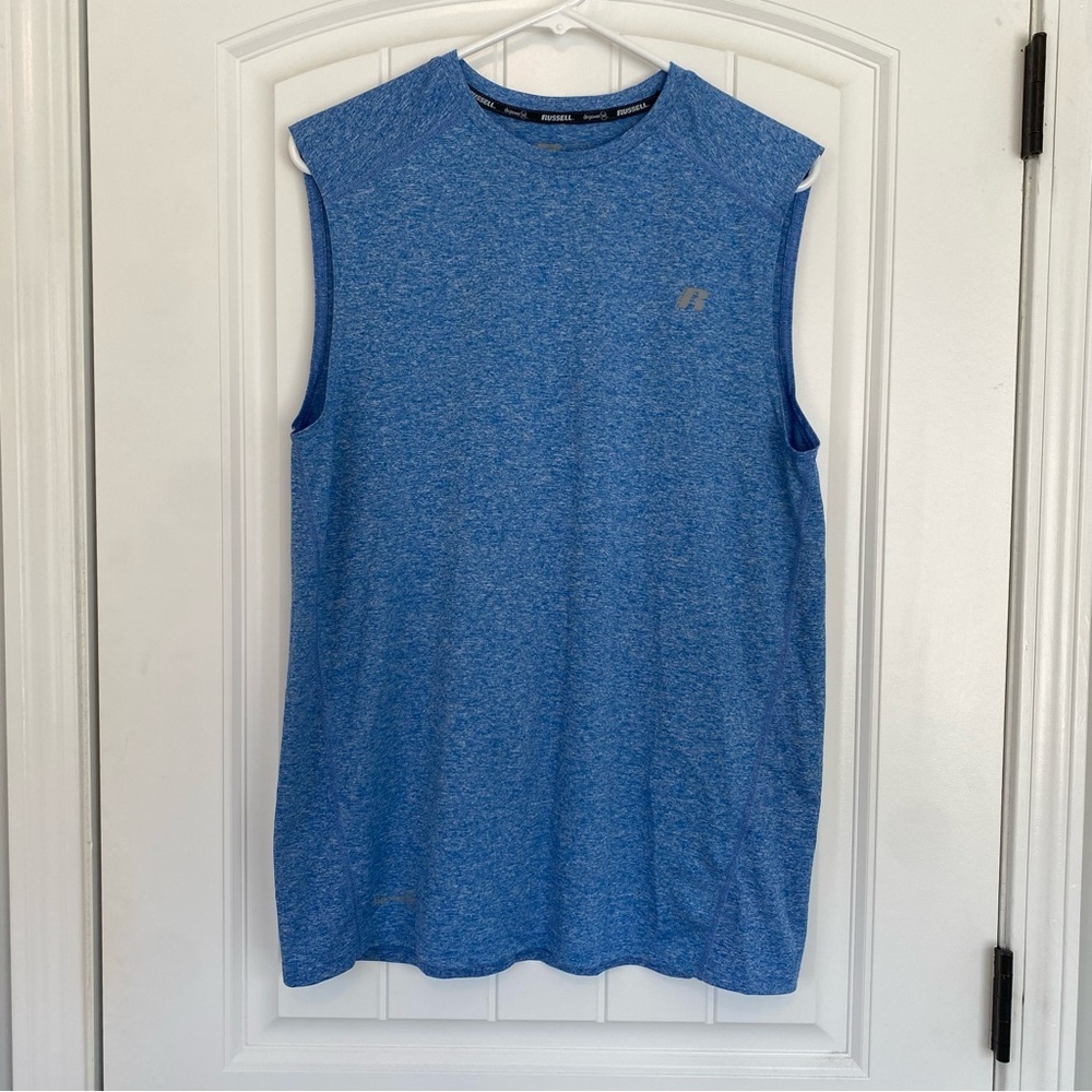 Russell Men's Heathered Blue Athletic Tank Size Medium